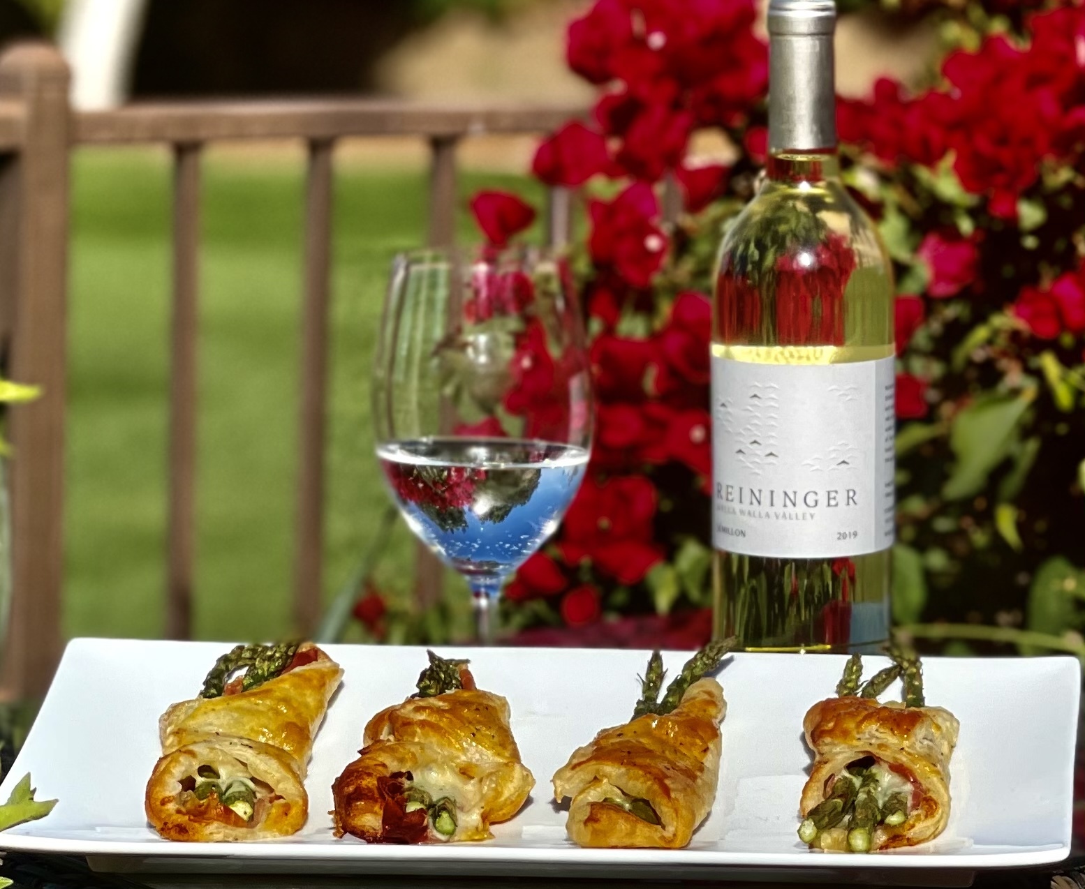 2019 REININGER Sémillon with Asparagus Prosciutto Puff Pastry Bundles
